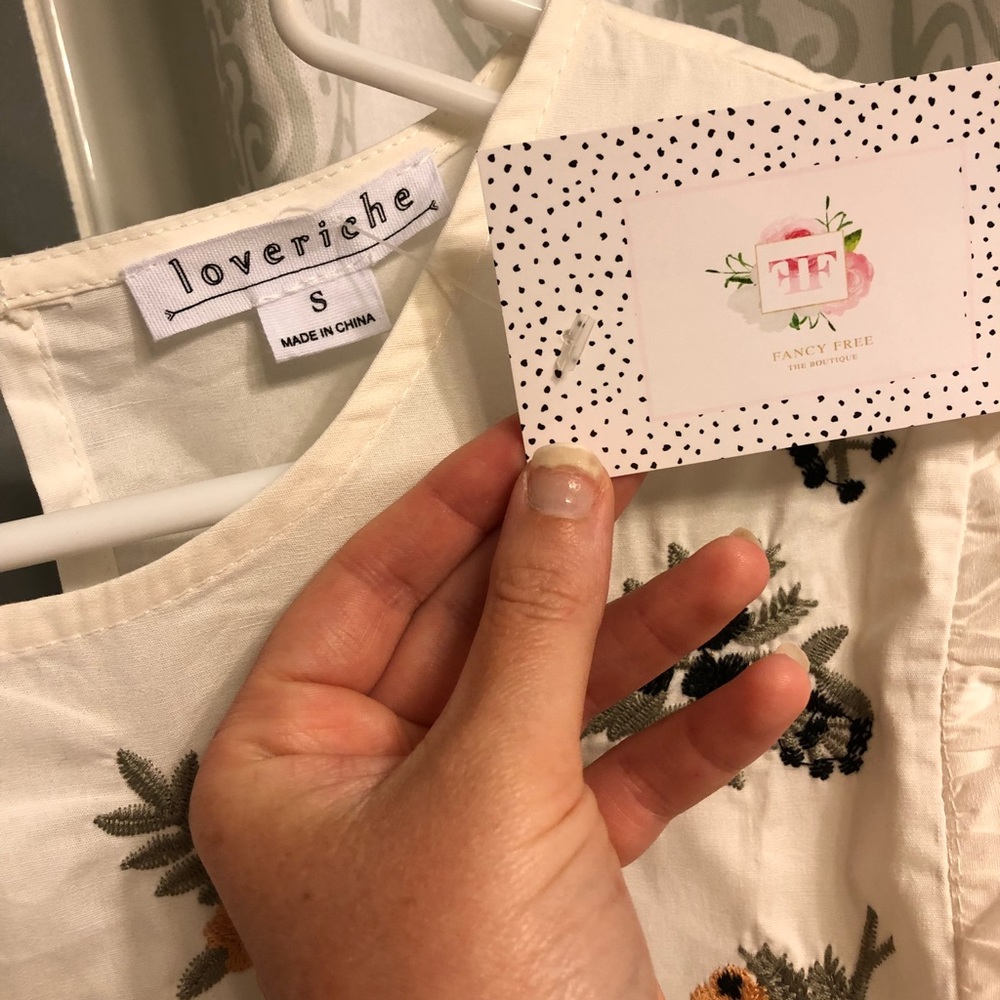 White embroidered LOVERICHE baby doll dress